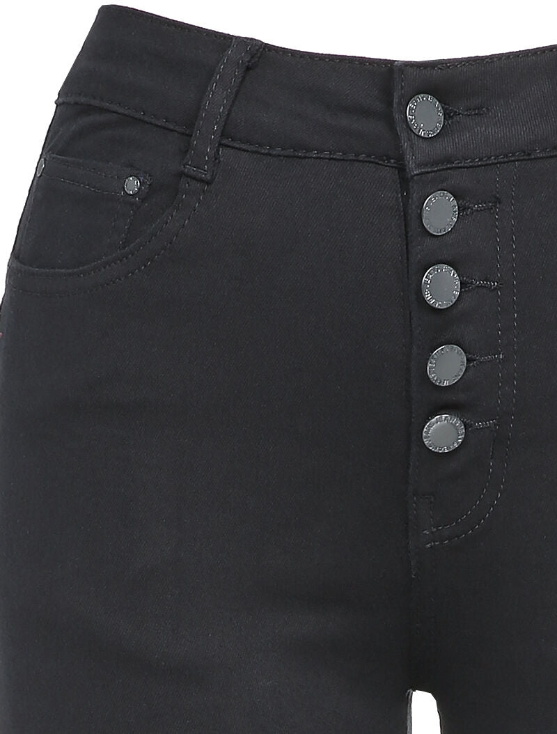 Jean skinny boutonné - Bleu nuit - 3