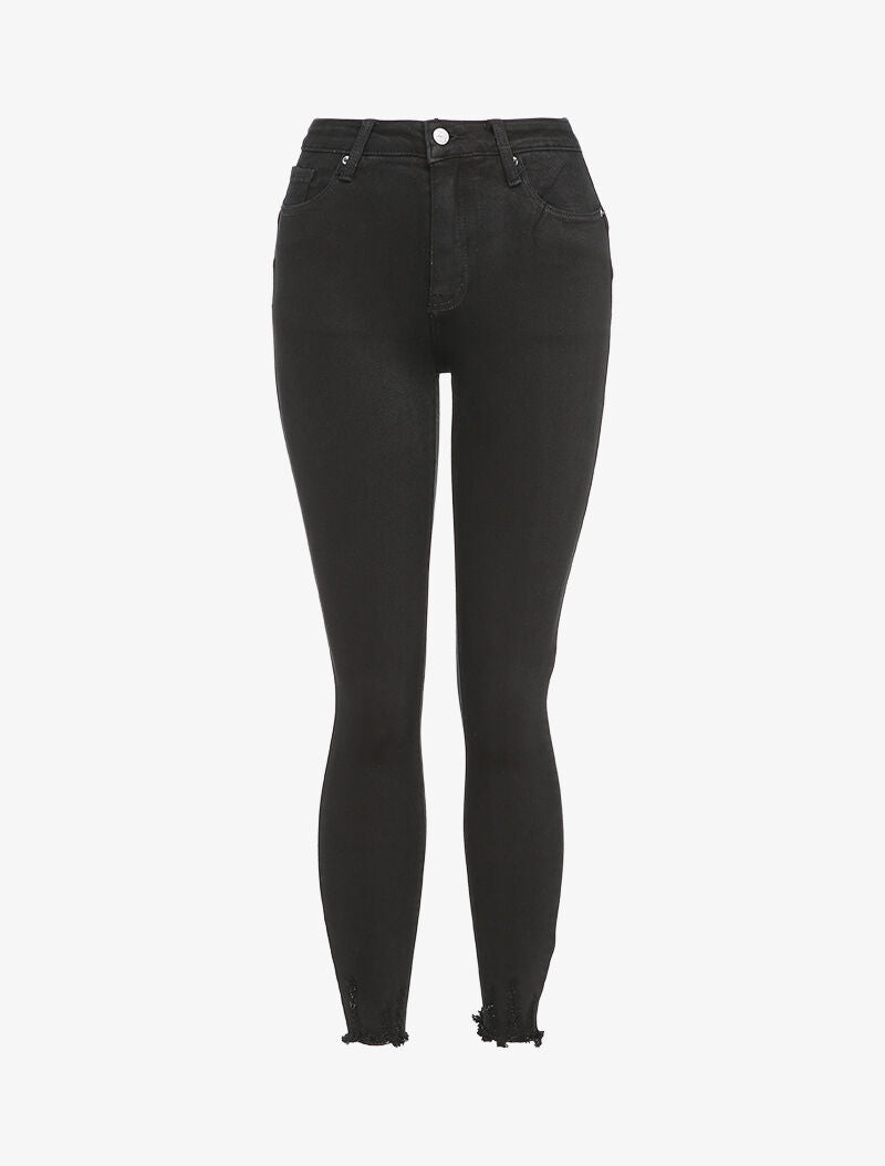 Jean skinny à bords coupe franche - Noir - 4
