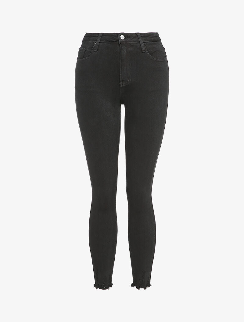 Jean skinny à taille haute et bords coupe franche - Noir - 4