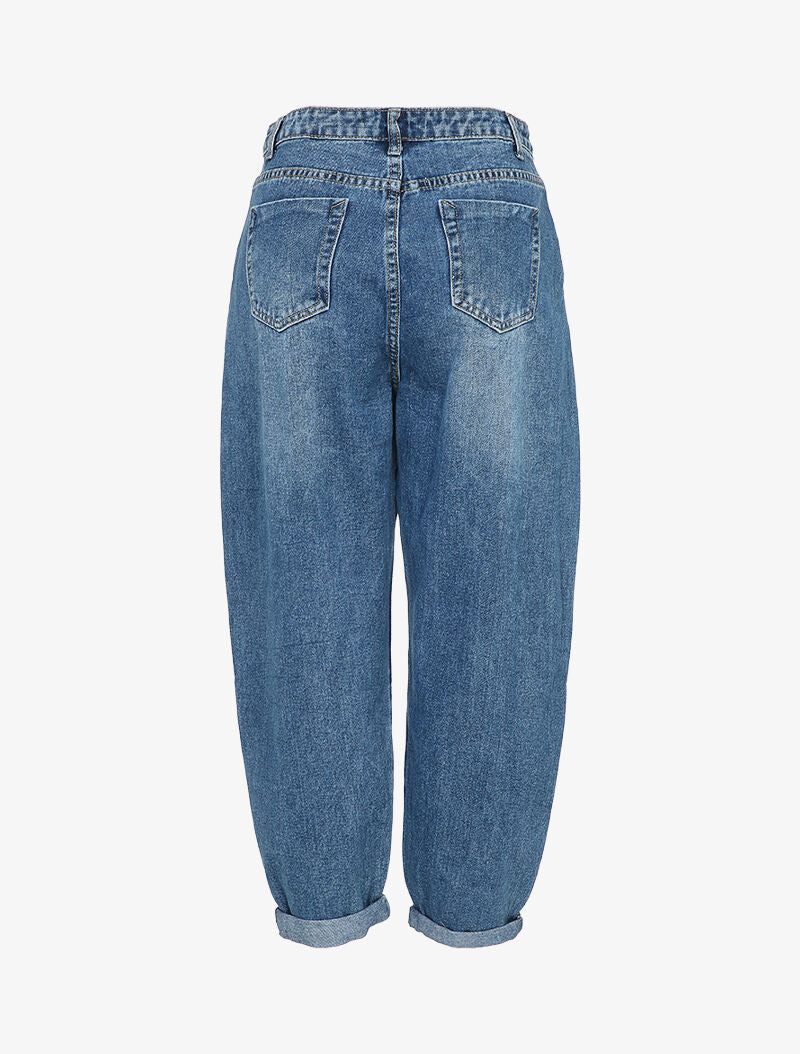 Jean dad à taille basse pincée - Bleu denim - 2