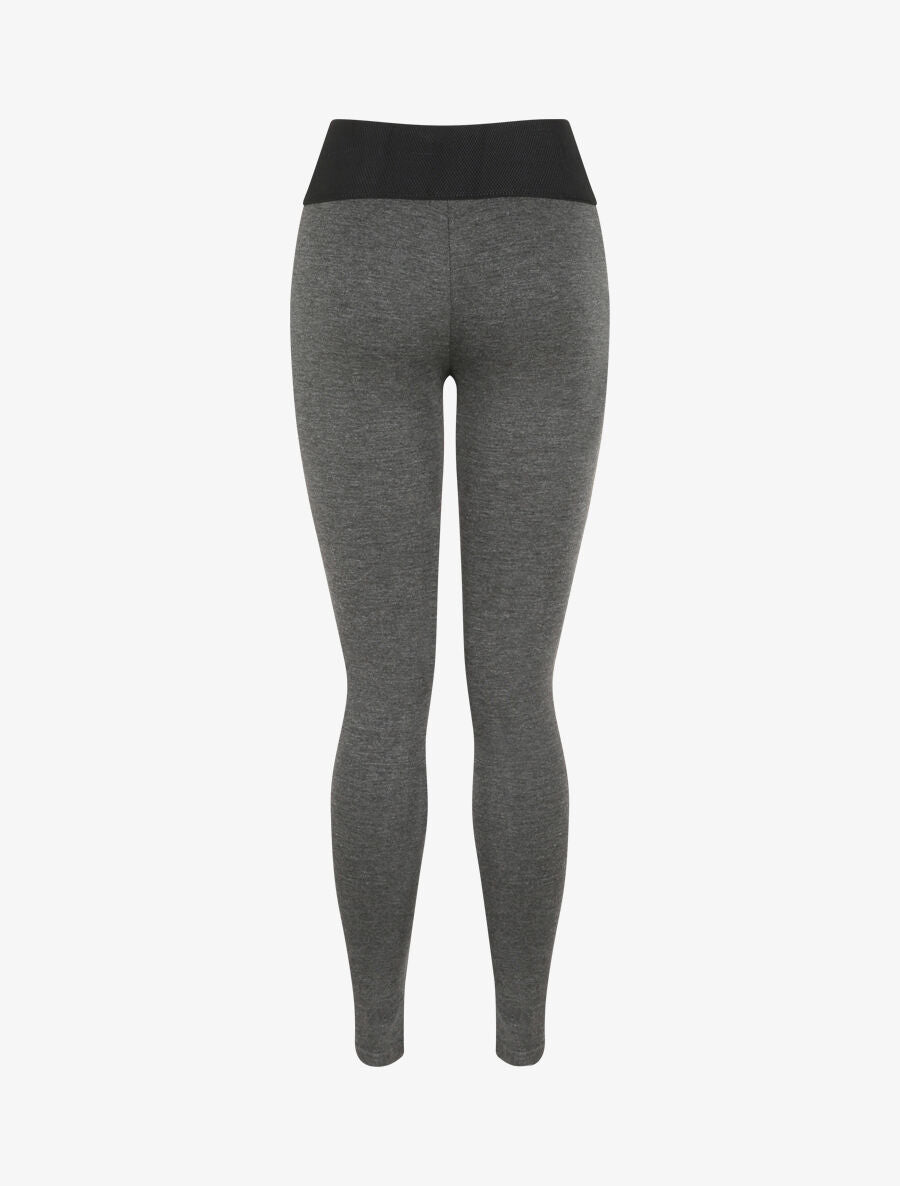 Legging ultra skinny à taille texturée et zip - Gris chiné - 2