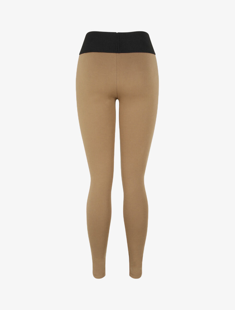 Legging à taille texturée et à petits zips - Taupe - 2