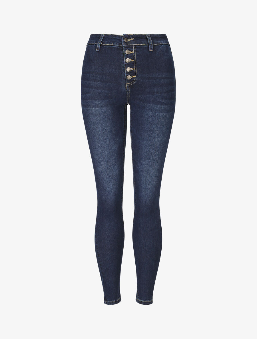 Jean skinny à fermeture boutonnée - Bleu denim - 4