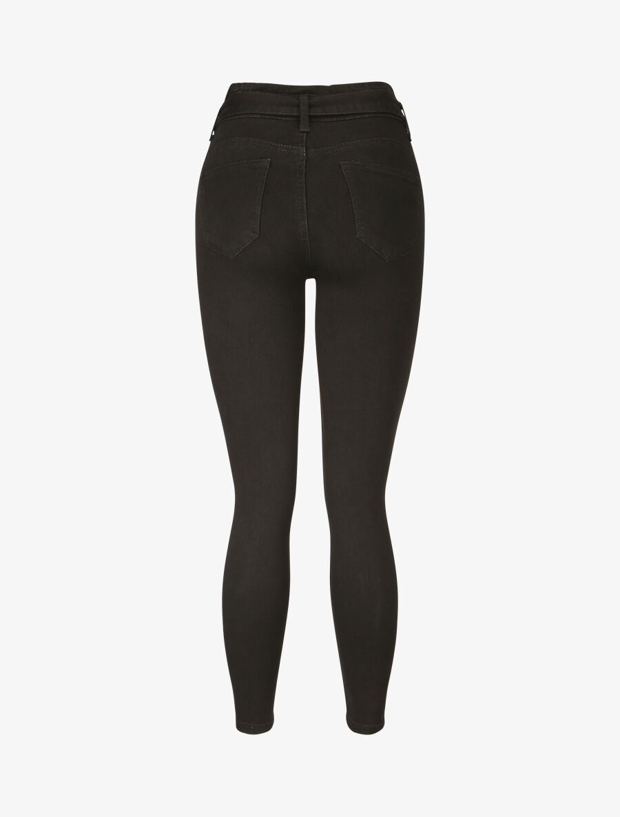 Jean ultra skinny à ceinture à nouer - Noir - 2