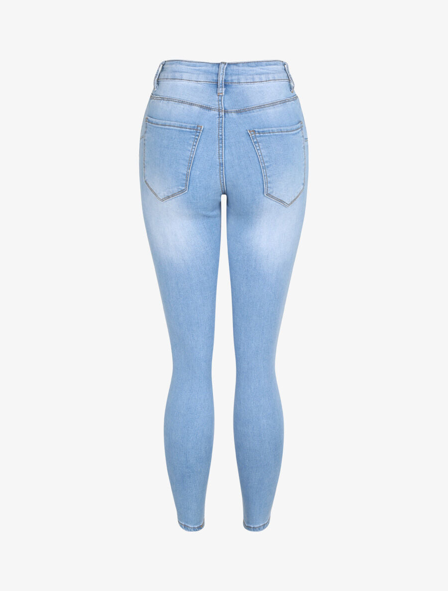 Jean skinny délavé et push up - Bleu clair - 2