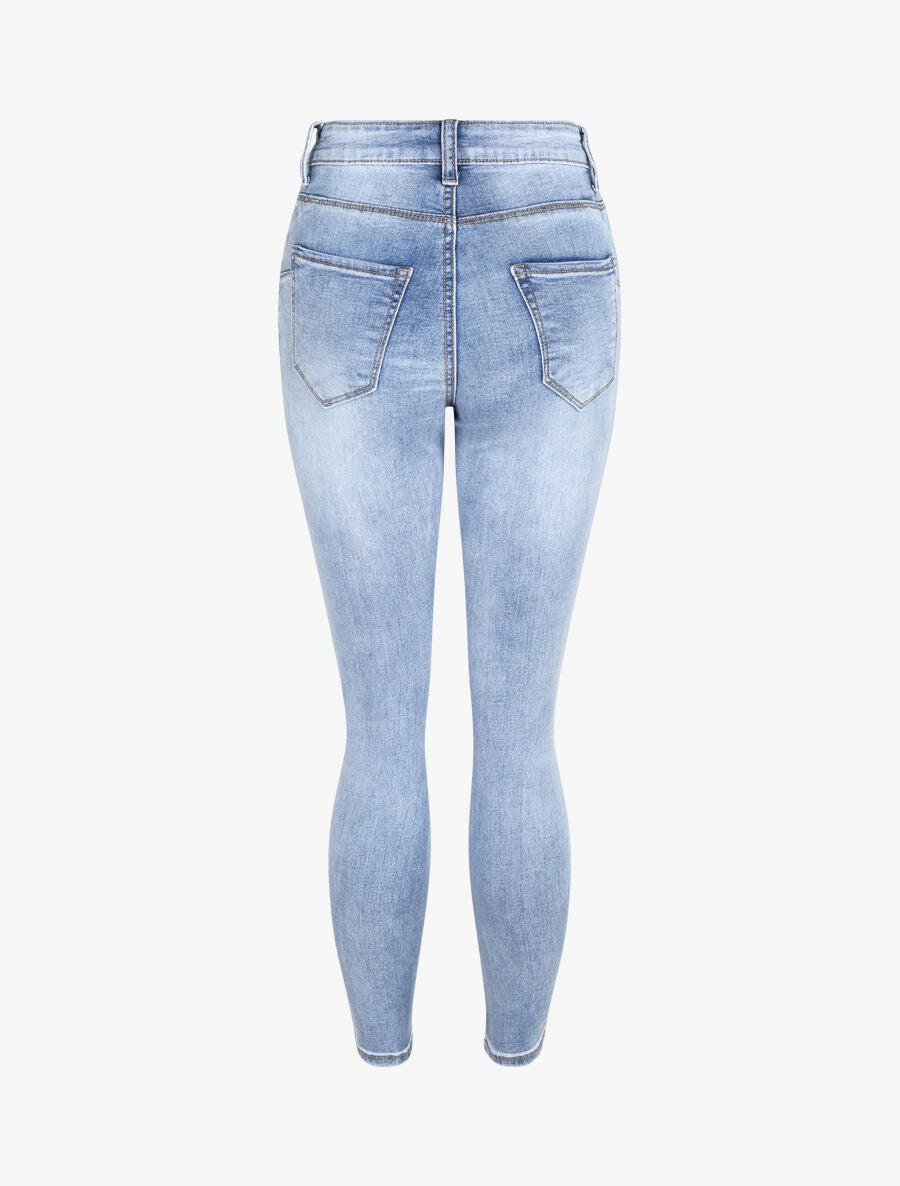 Jean skinny délavé et push up - Bleu gris - 2