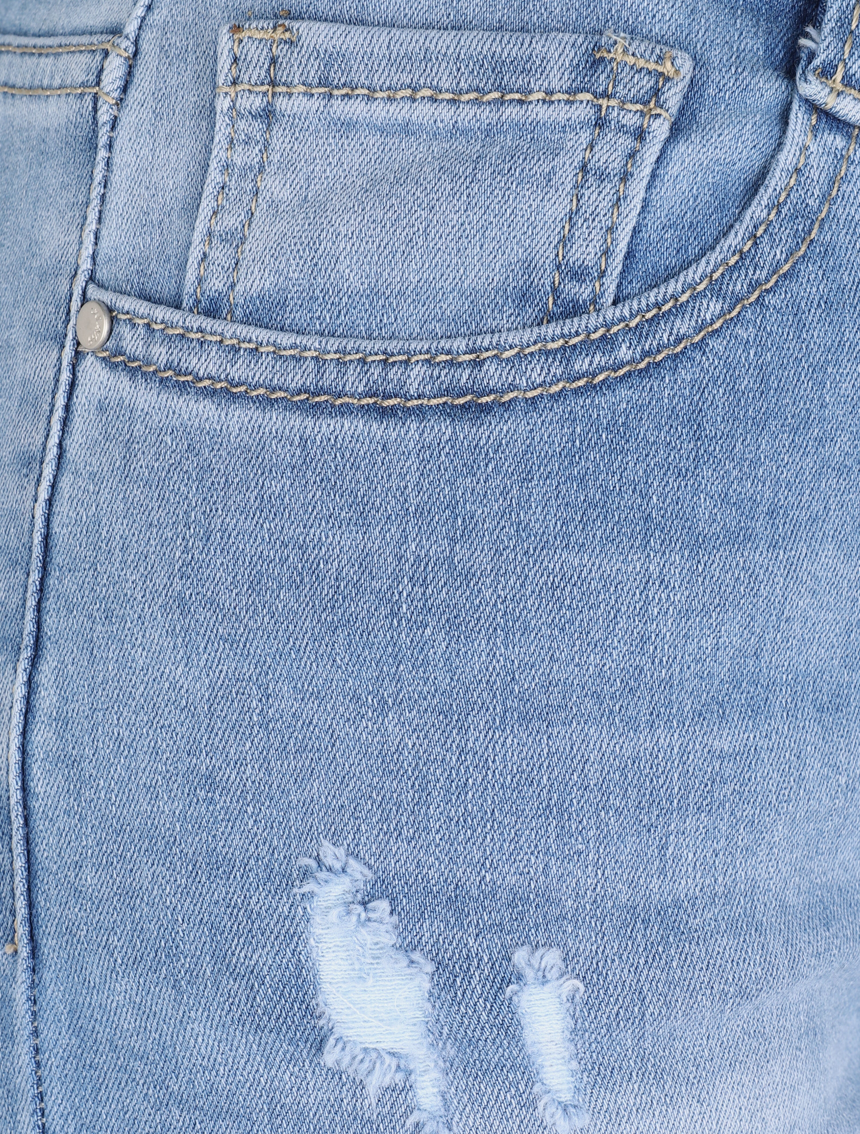 Short en jean à bords coupe franche - Bleu clair - 3