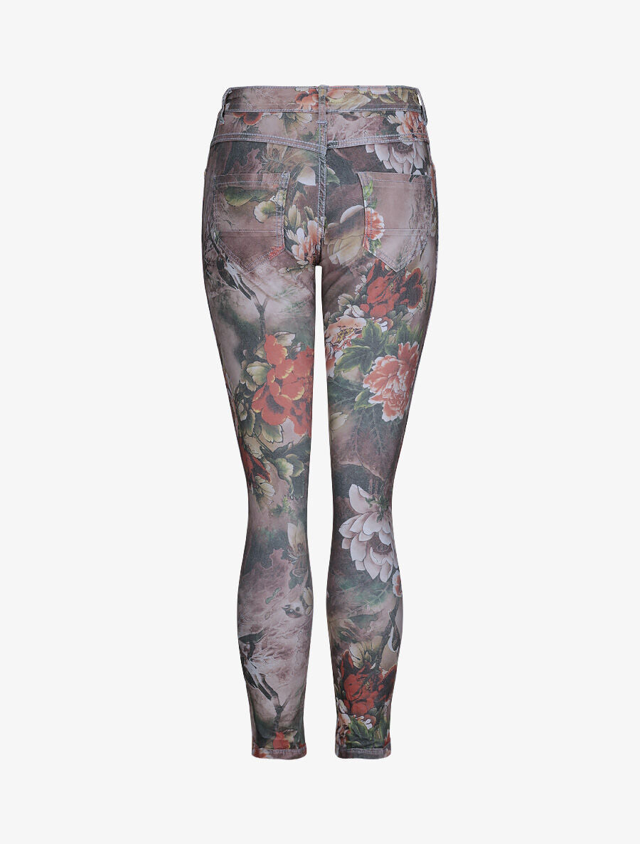 Jean réversible slim taille haute effet froissé imprimé fleuri - Bleu clair - 3