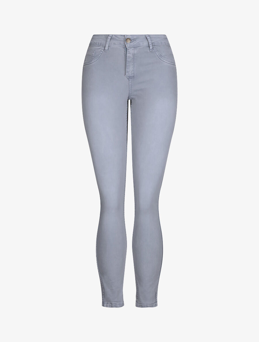 Jean réversible slim taille haute effet froissé imprimé fleuri - Bleu clair - 6