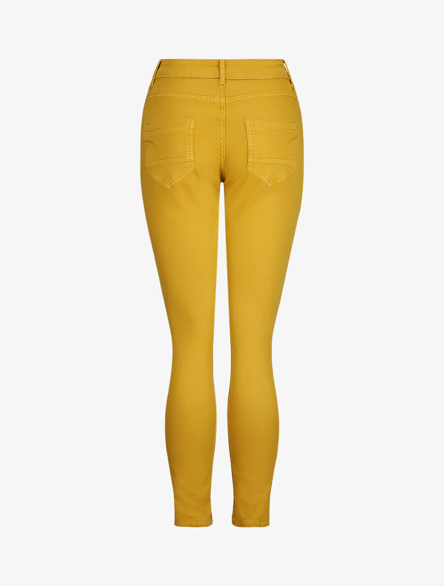 Jean réversible slim taille haute effet froissé imprimé fleuri - Moutarde - 2