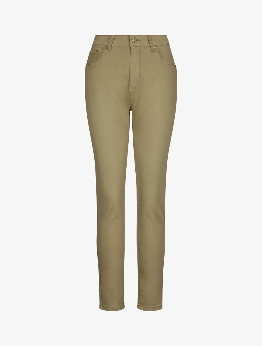 Jean grande taille slim uni à taille haute - Kaki - 1