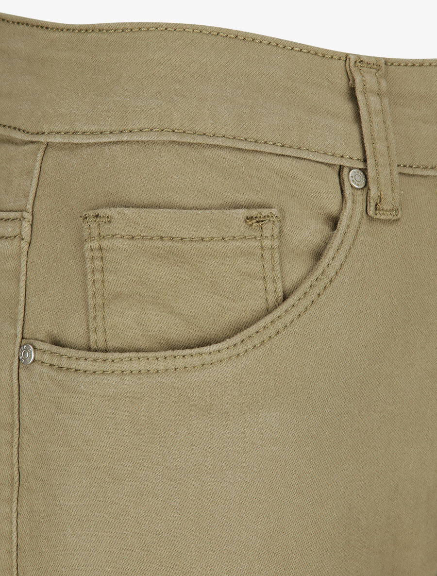 Jean grande taille slim uni à taille haute - Kaki - 3