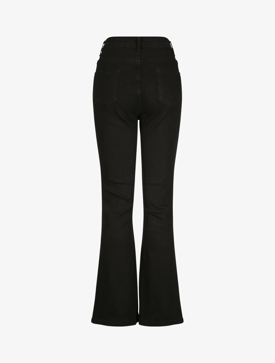 Jean grande taille flare à taille haute - Noir - 2
