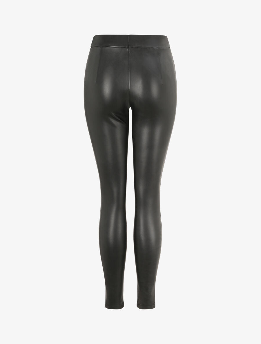 Legging stretch en simili - Noir - 2