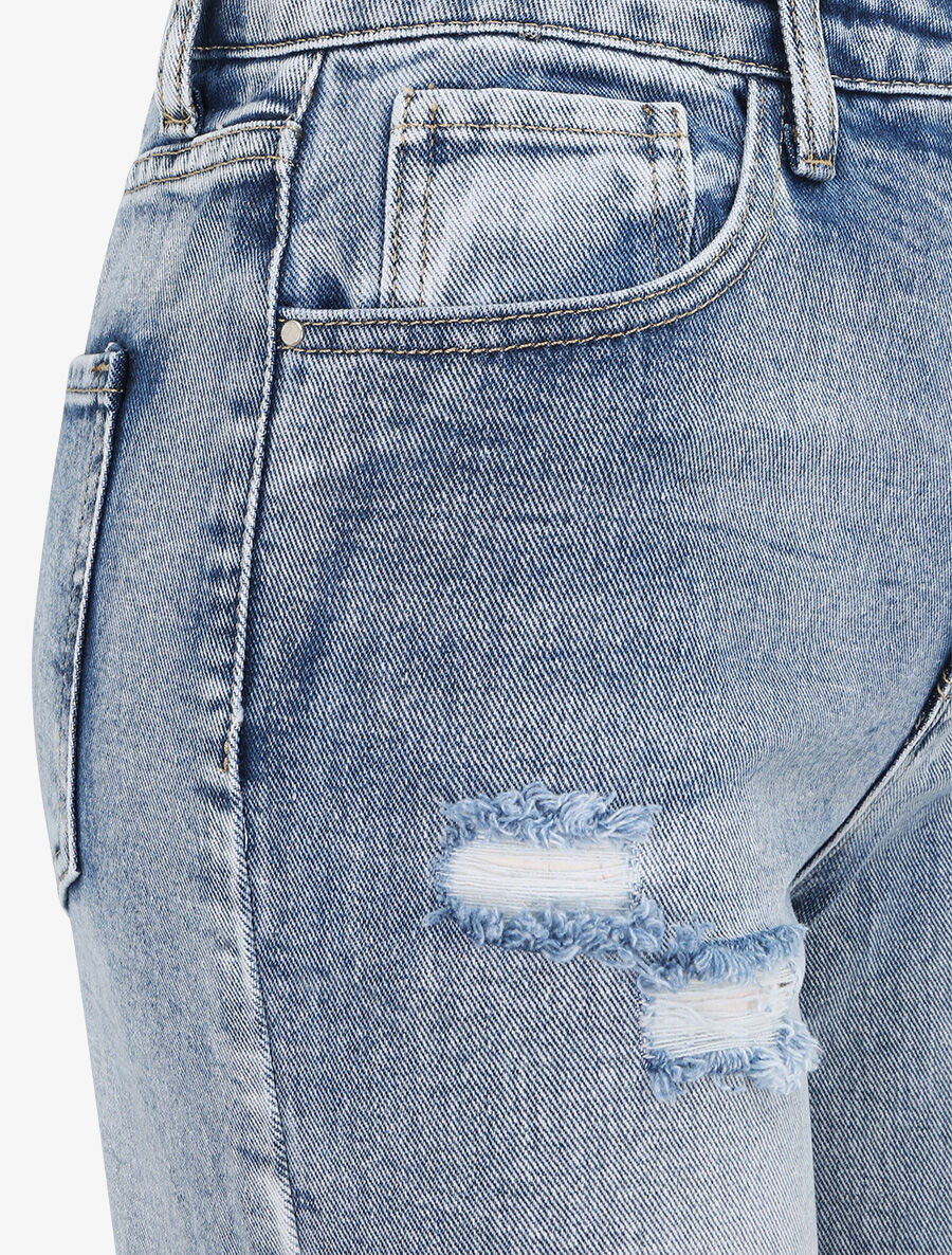 Jean droit déchiré - Bleu denim - 3