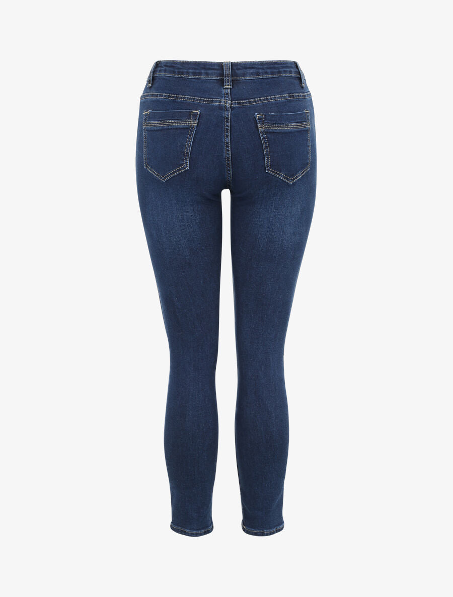 Jean slim taille haute classique - Bleu foncé - 2
