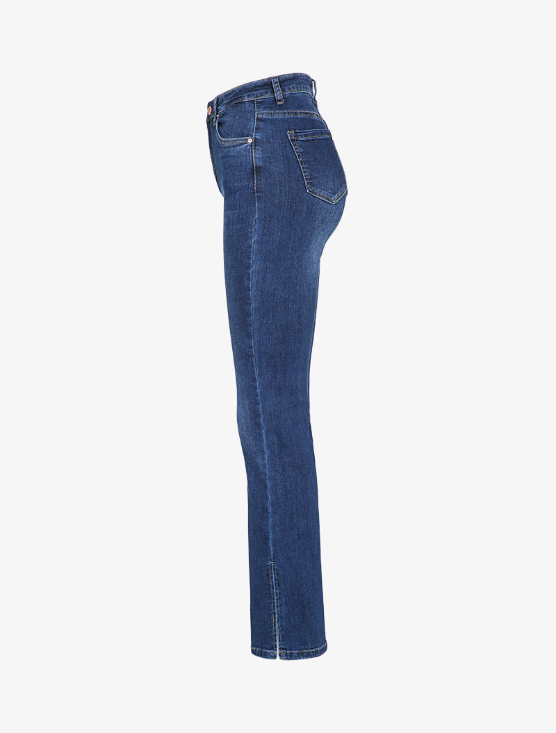 Jean flare légèrement délavé à bords fendus - Bleu denim - 3