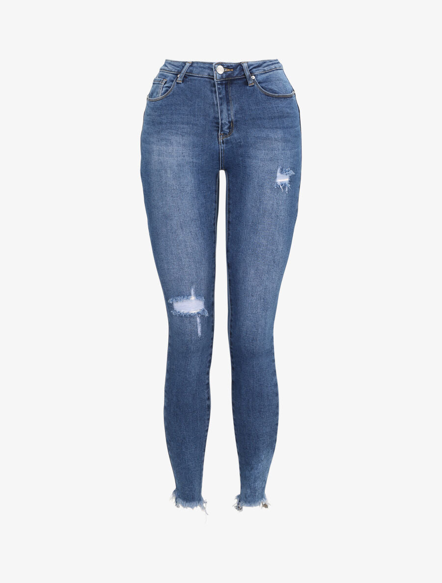 Jean push-up skinny déchiré - Bleu - 3