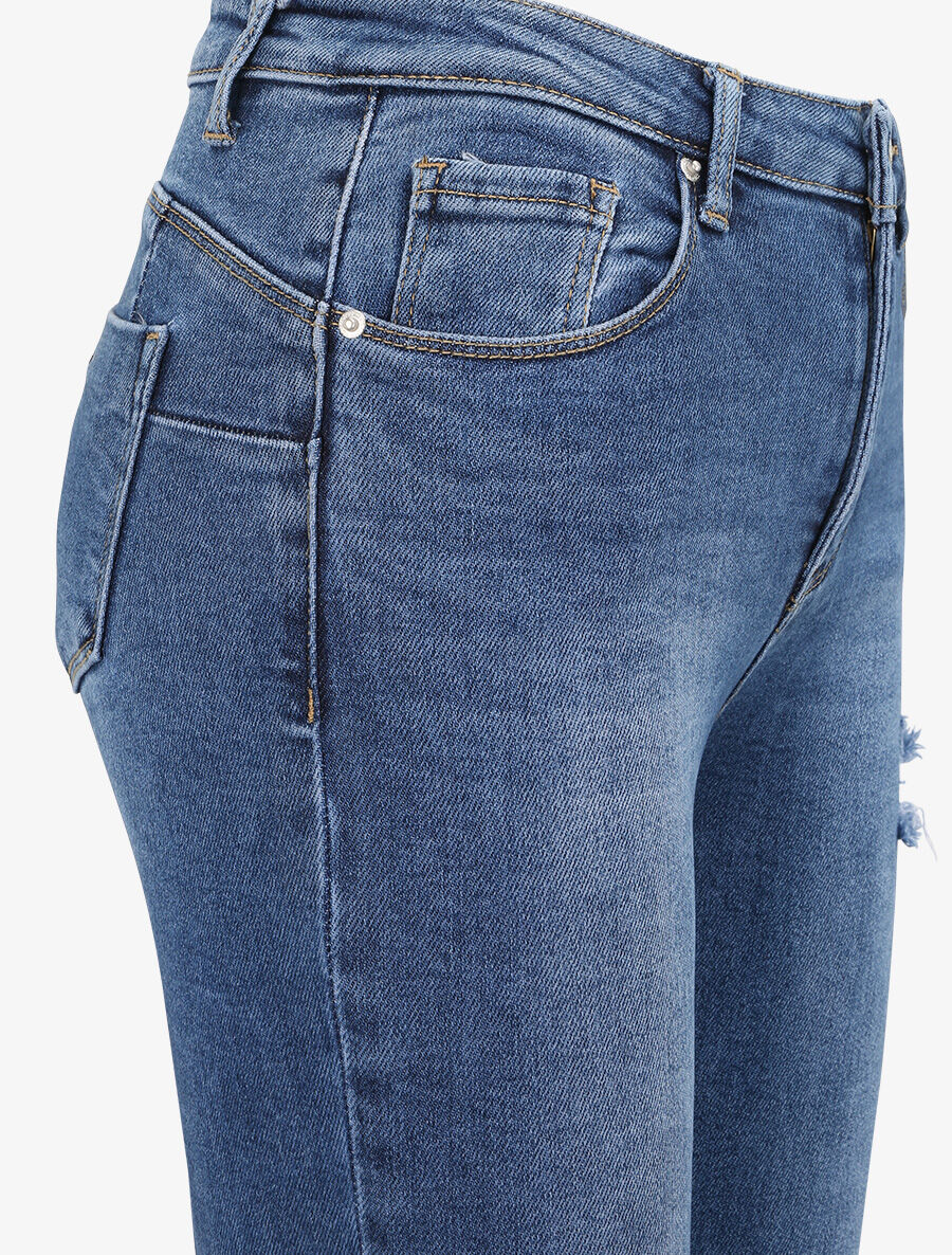 Jean push-up skinny déchiré - Bleu - 5