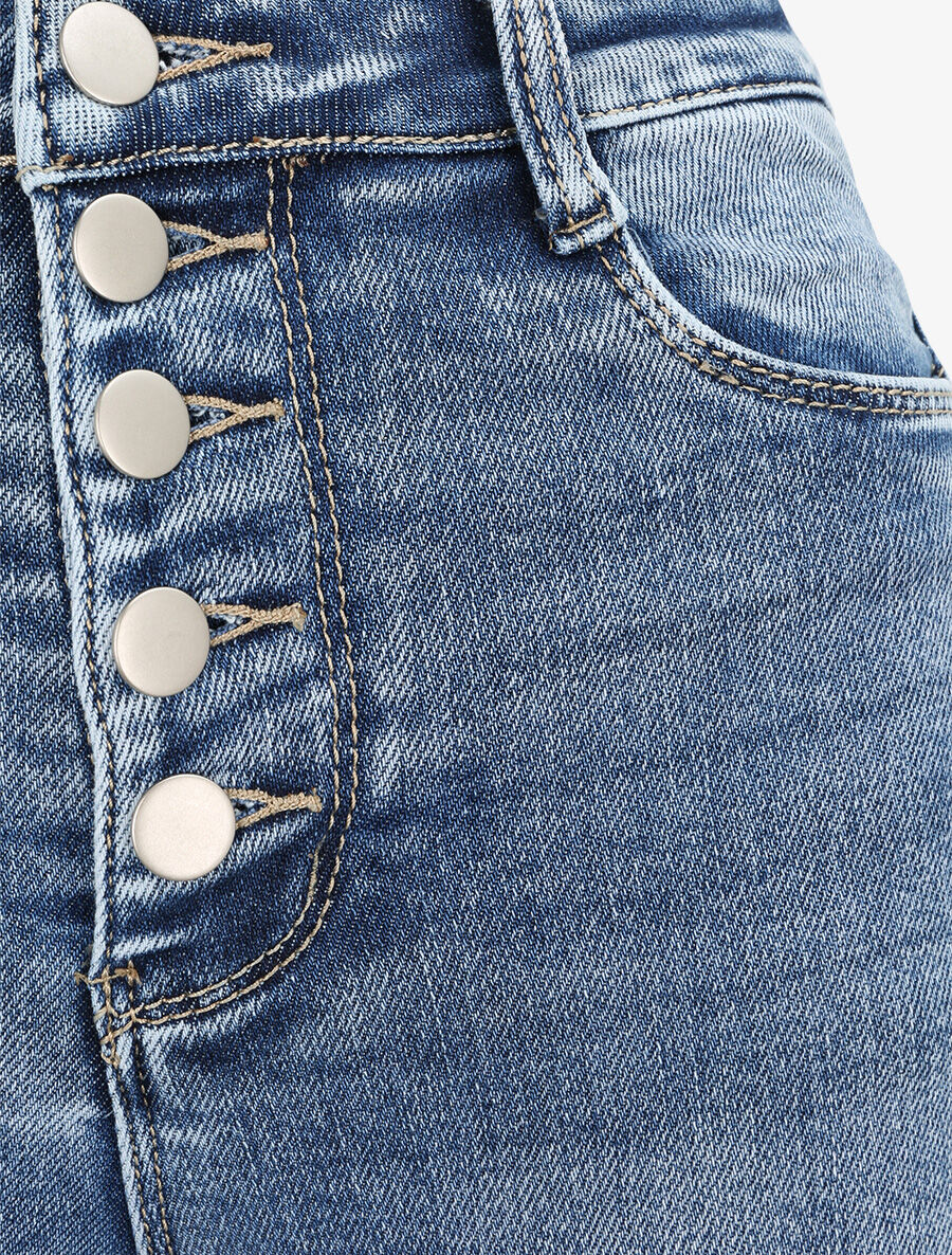 Jean slim push up boutonné - Bleu denim - 3