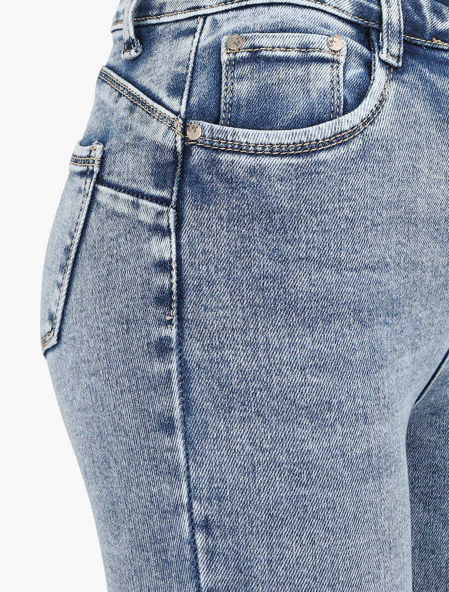Jean slim push up à griffures - Bleu denim - 3