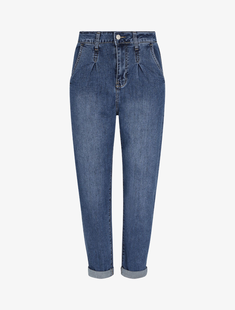 Jean boyfriend 7/8 à revers - Bleu denim - 4