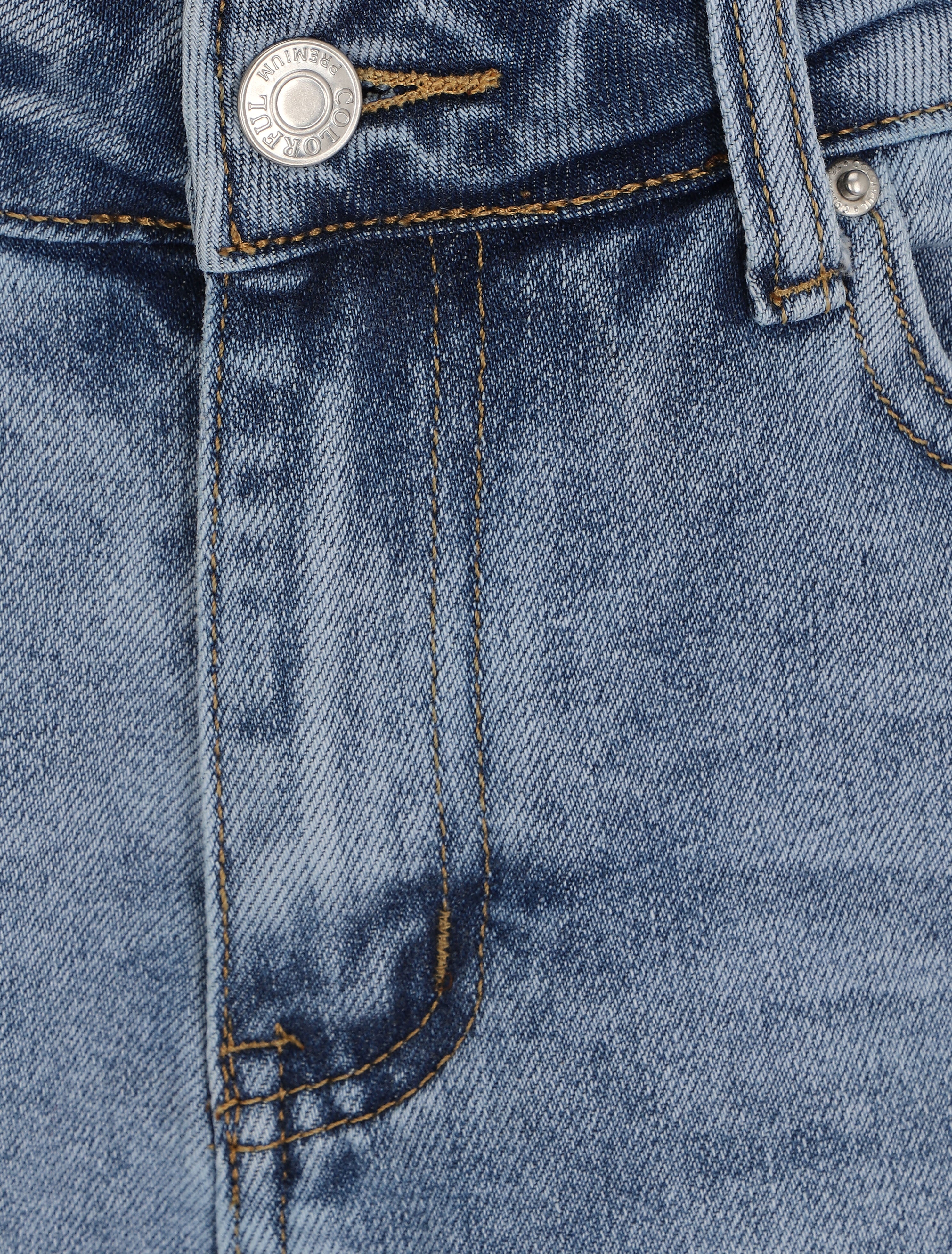 Mini short droit à bords effilochés - Bleu clair - 4