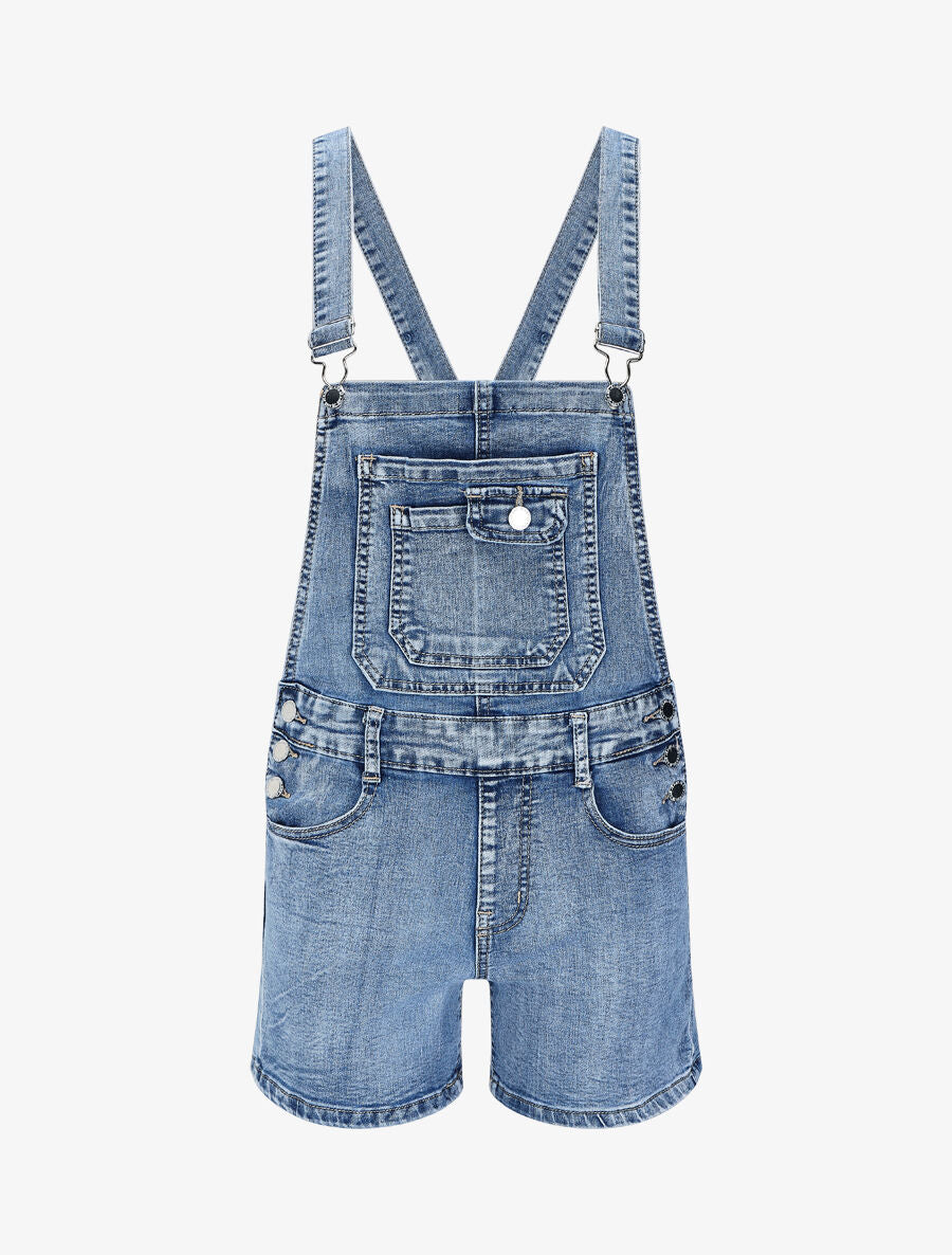 Salopette short en jean - Bleu - 1