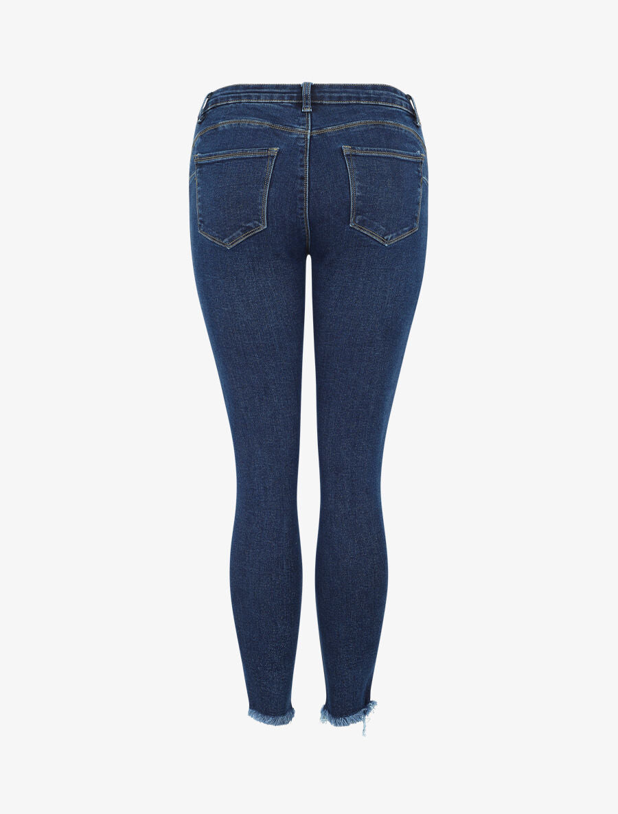 Jean skinny push up bords coupe franche - Bleu denim - 2