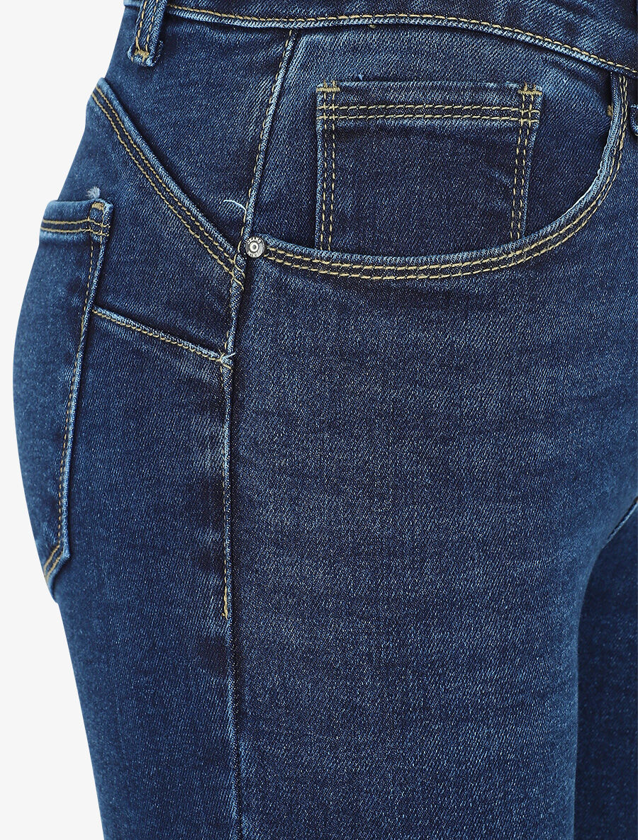 Jean skinny push up bords coupe franche - Bleu denim - 3