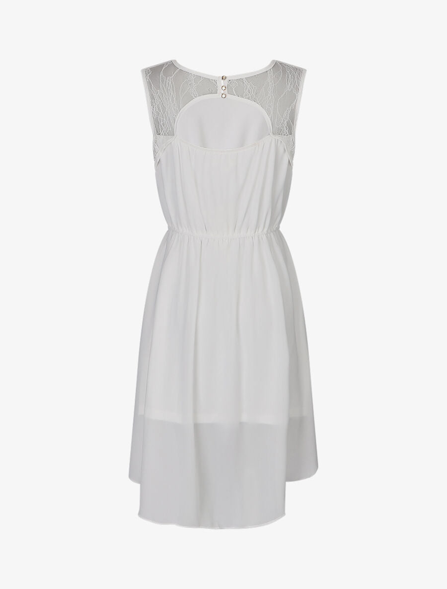 Robe à dos ouvert en dentelle - Blanc - 2