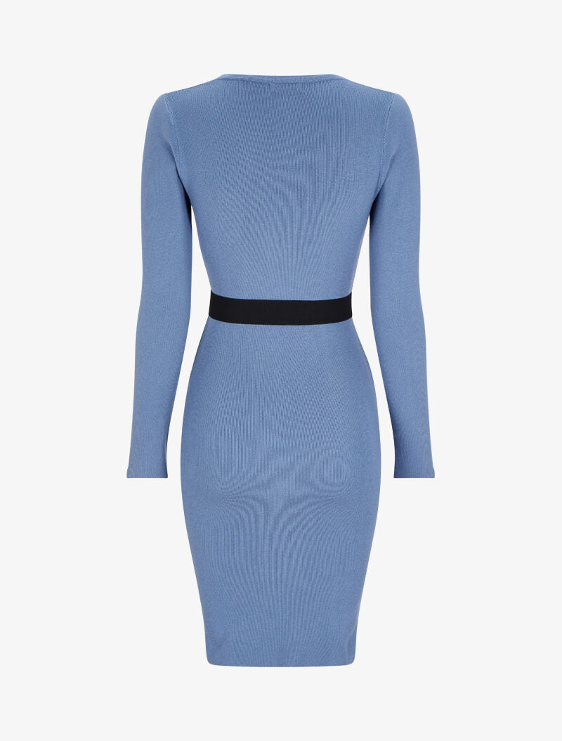 Robe pull unie à ceinture stylisée - Bleu ciel - 2