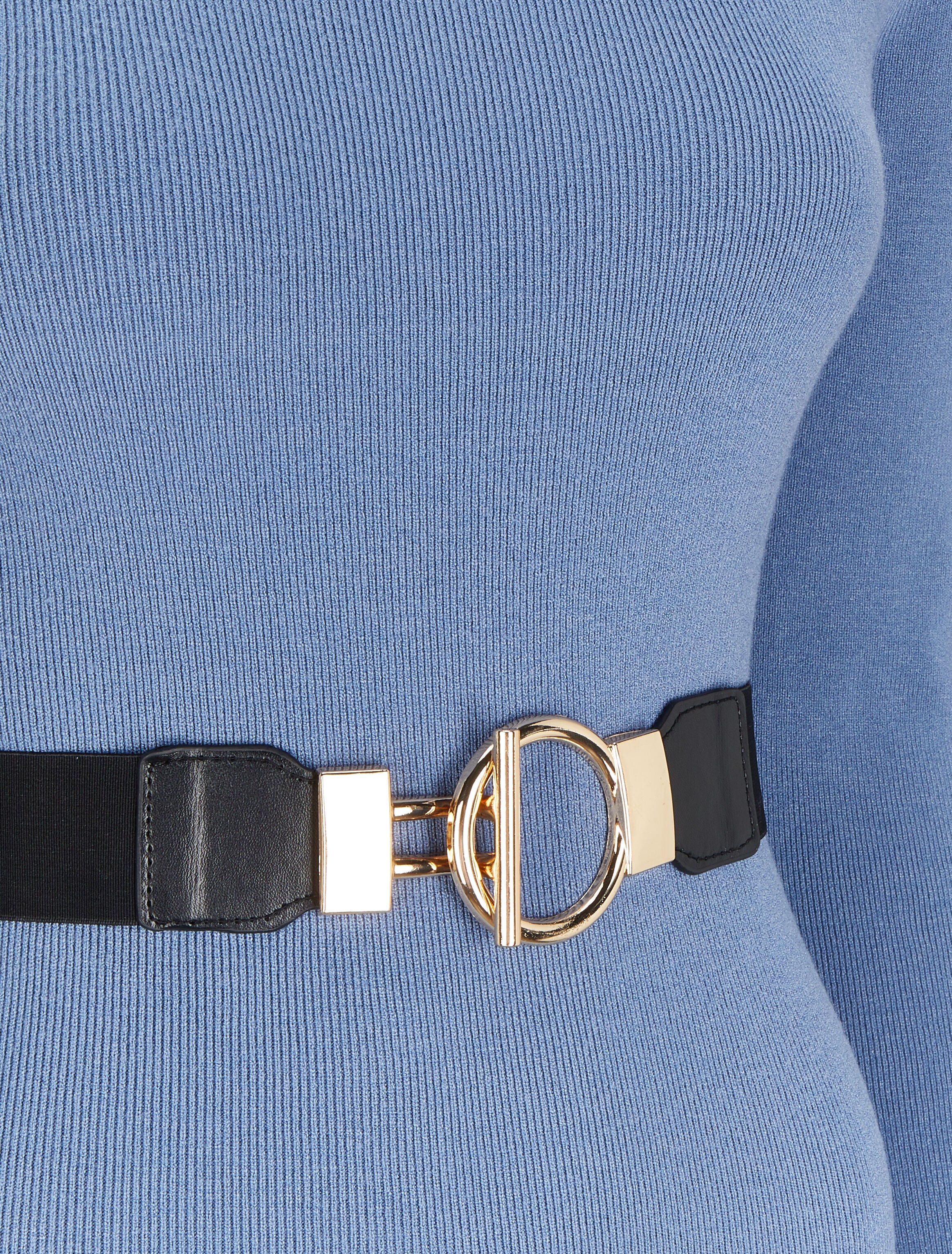 Robe pull unie à ceinture stylisée - Bleu ciel - 3