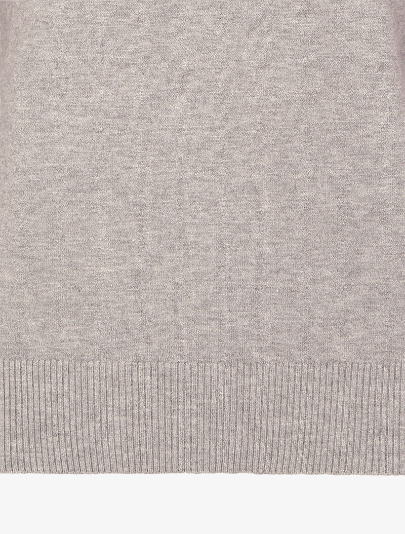 Pull à dos en V ouvert en crochet stylisé ajouré - Gris chiné - 3