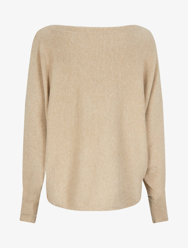 Pull fin oversize chauve-souris irisé - Beige - 2