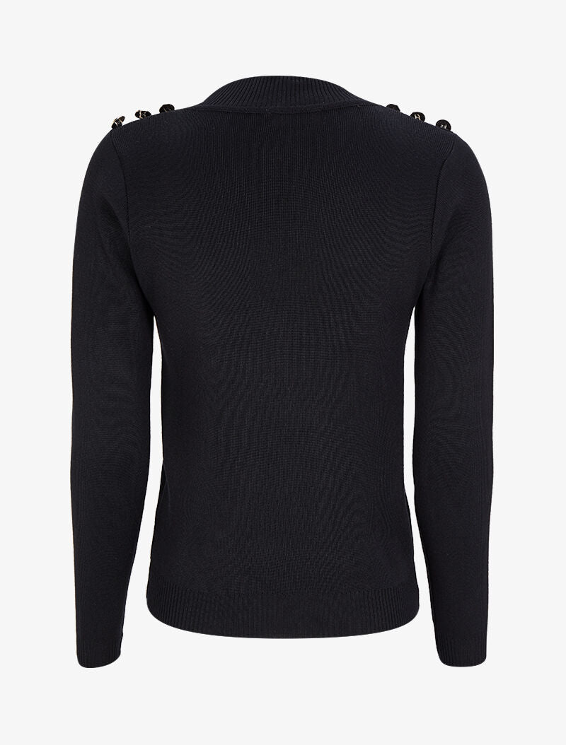 Pull uni à boutons stylisés - Noir - 2