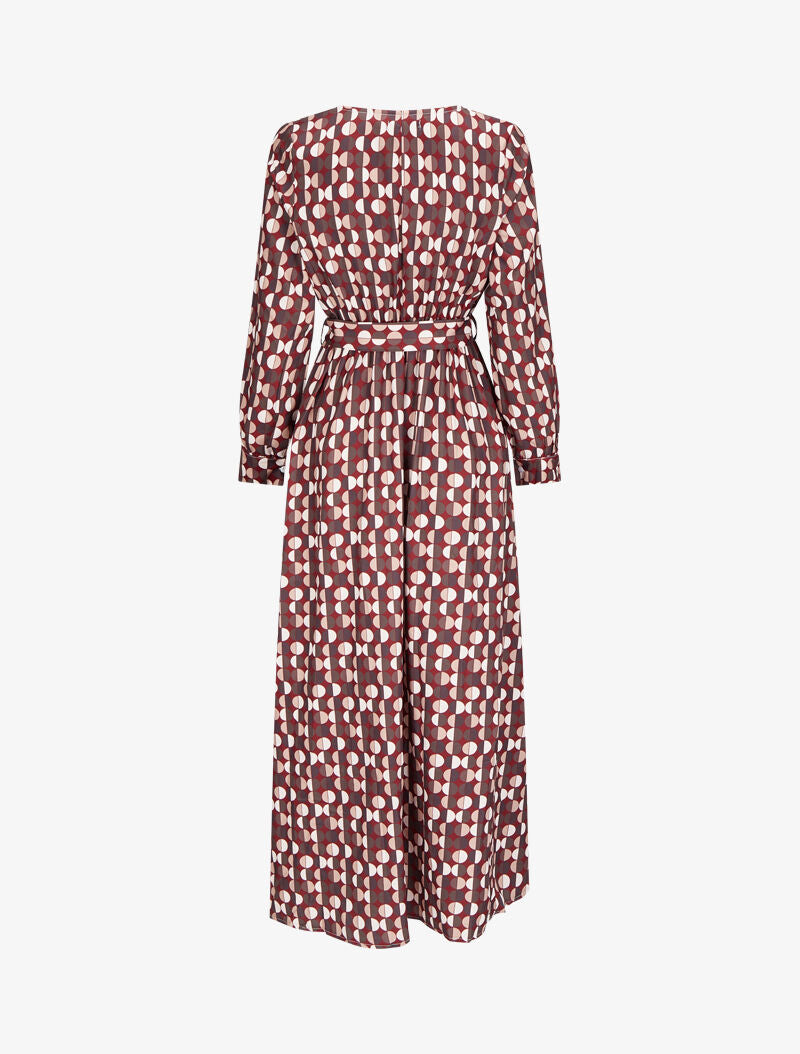 Robe longue imprimé pois stylisés - Lie de vin - 2