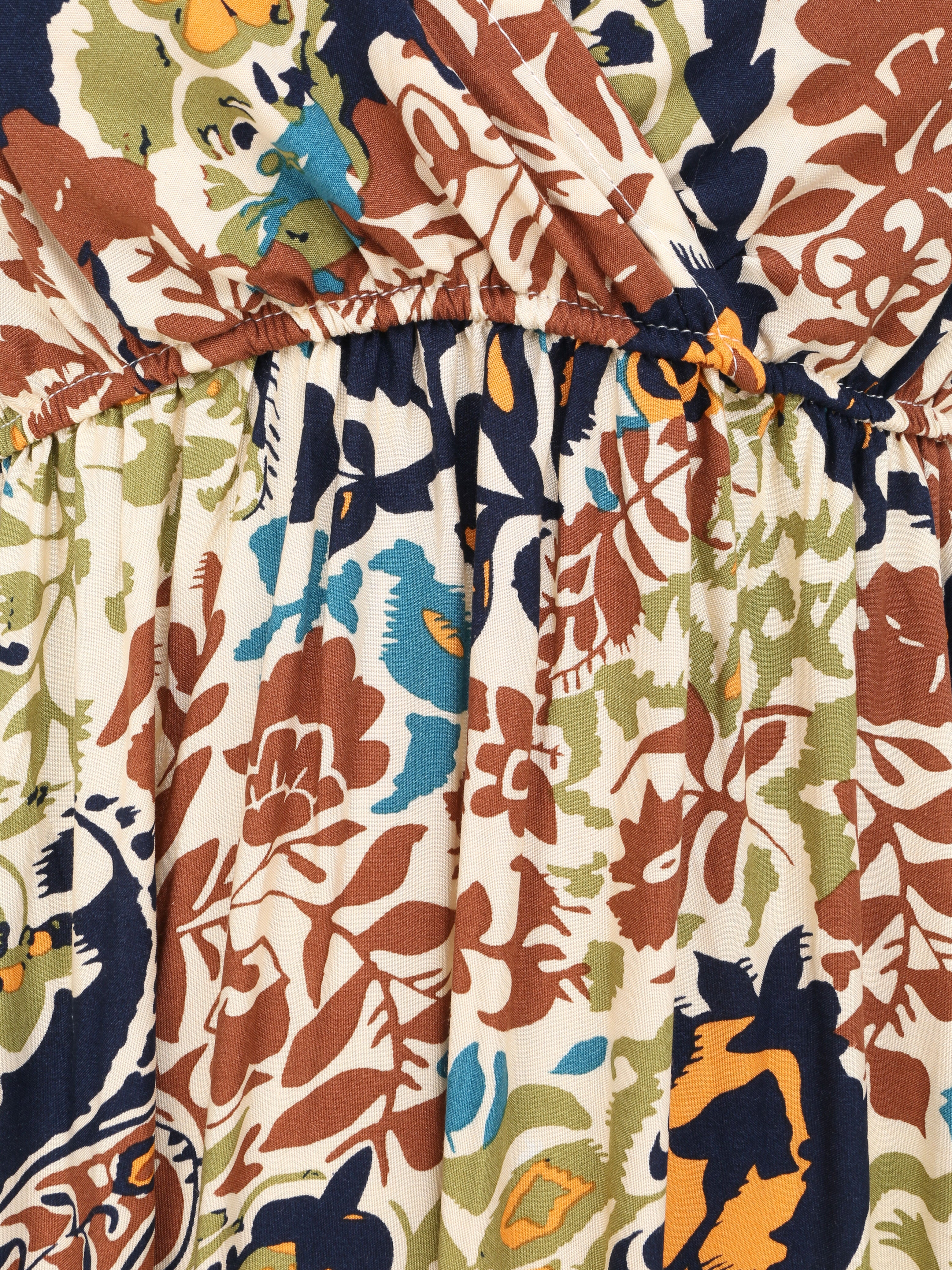 Robe longue imprimé foulard - Beige/kaki - 3