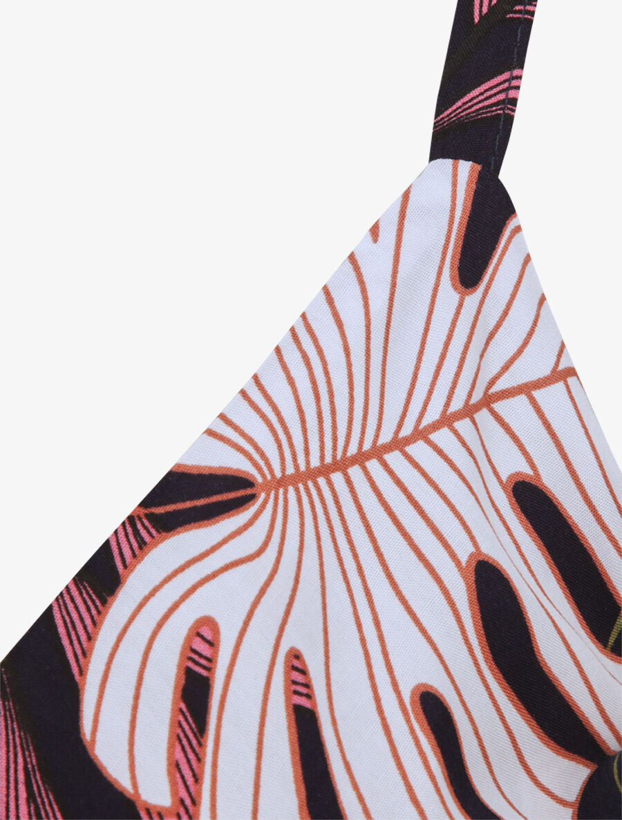 Robe patineuse imprimé feuilles exotiques - Marine - 3
