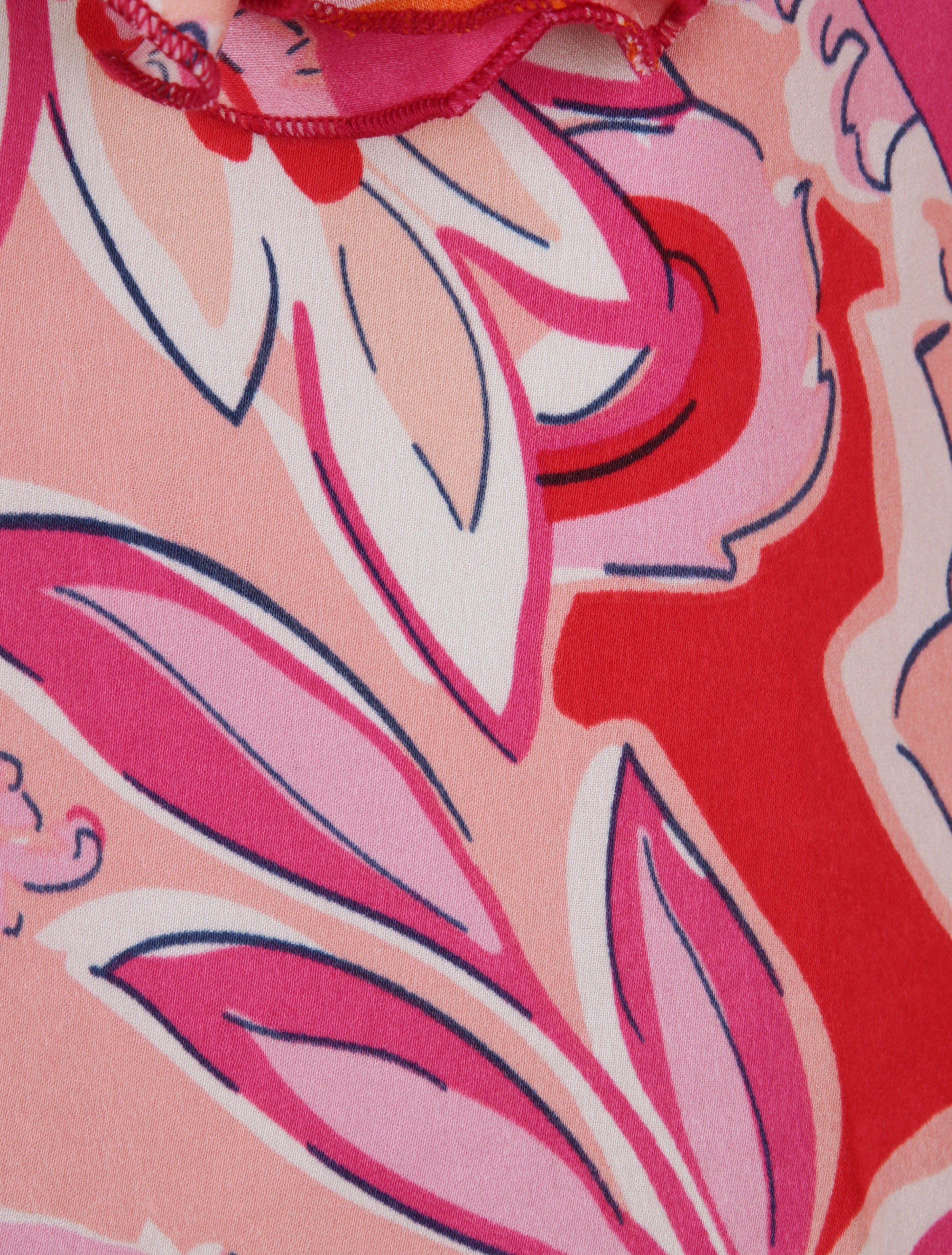 Débardeur carré à motifs tropicaux à col volanté - Fushia - 4
