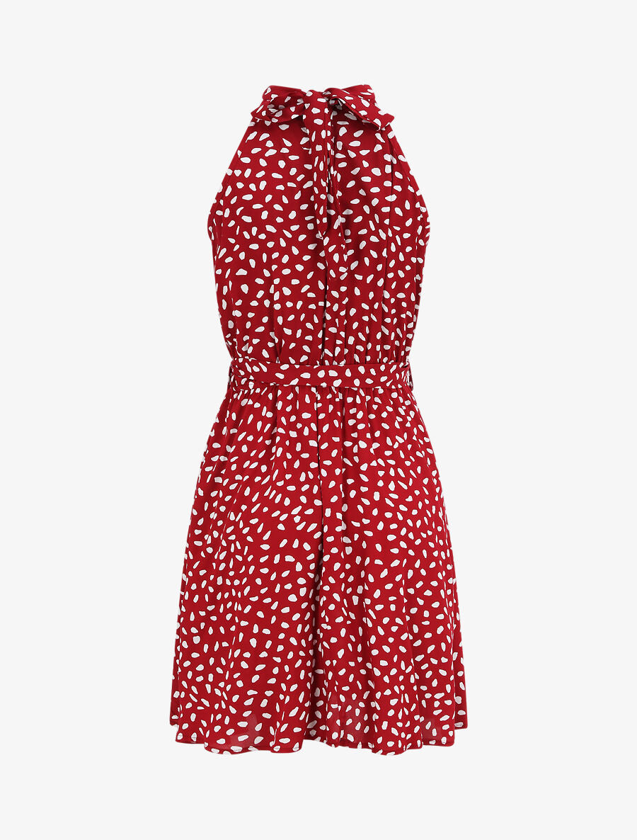 Robe cintrée à imprimé moucheté - Rouge - 2