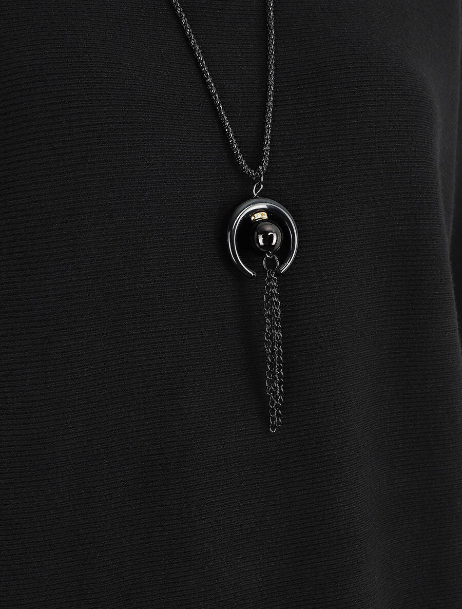 Pull uni col bateau - Noir - 3