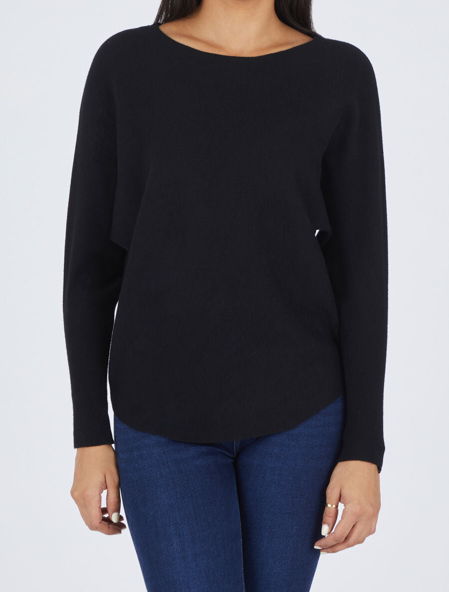 Pull à dos en dentelle - Noir - 5