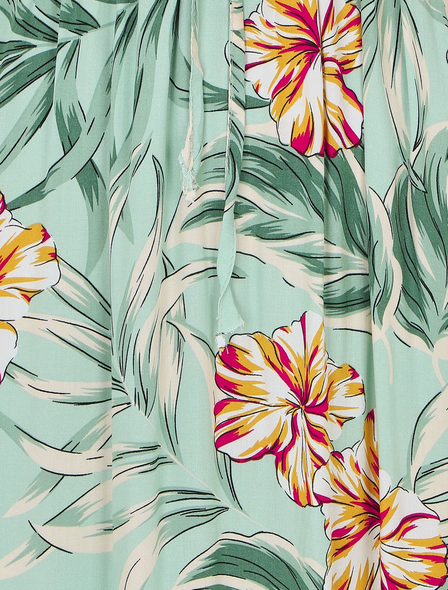 Robe longue empire imprimé fleurs des îles - Vert d&