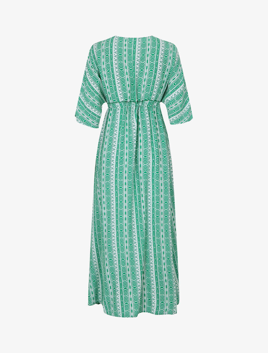 Robe longue imprimé graphique à manches 3/4 - Vert - 2