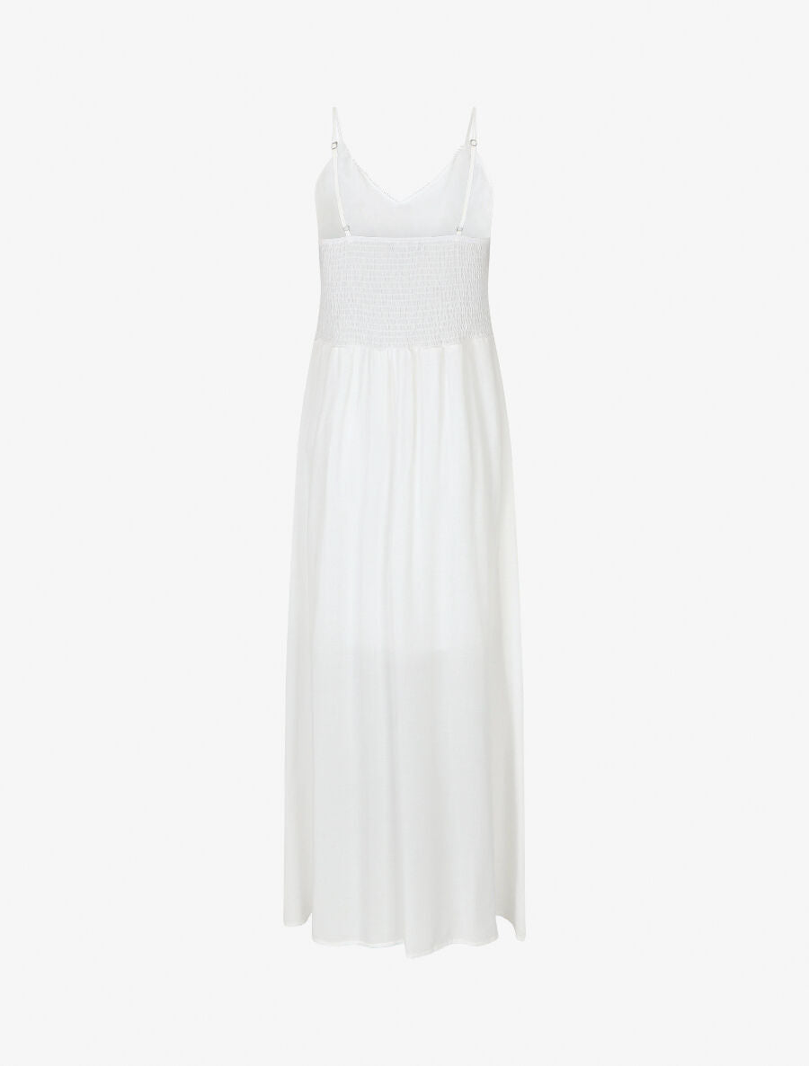 Robe longue droite unie - Blanc - 2
