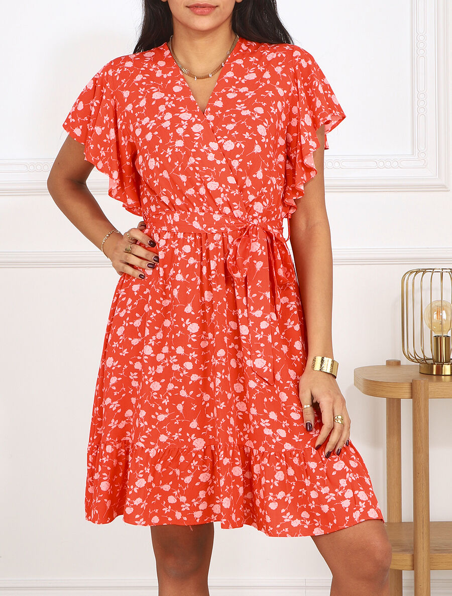 Robe mi-longue coupe patineuse - Rouge - 4