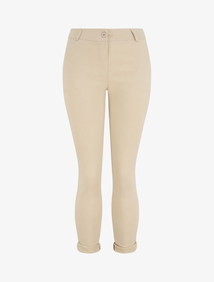 Pantalon droit taille haute uni - Beige - 5
