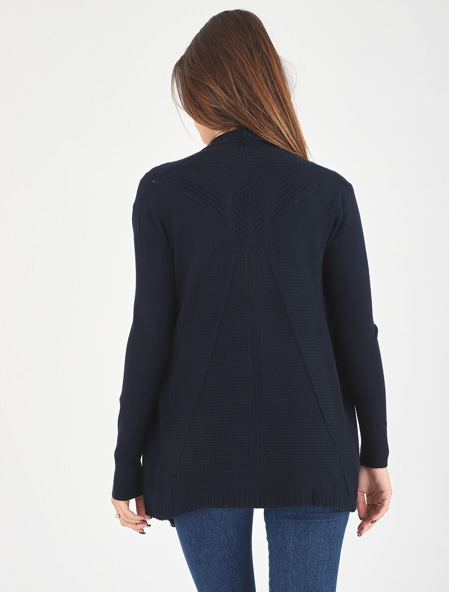 Gilet long en maille - Marine - 5