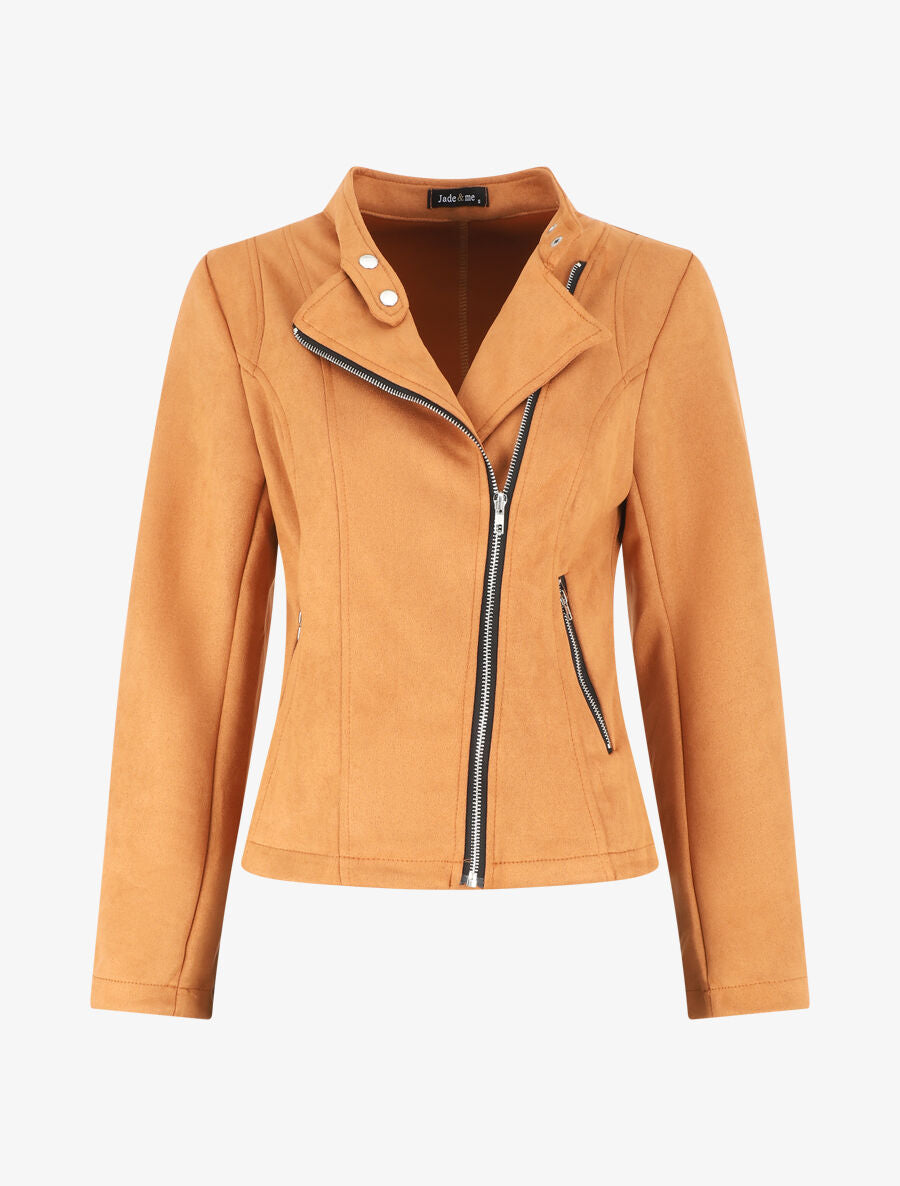 Veste droite en suédine - Camel - 1